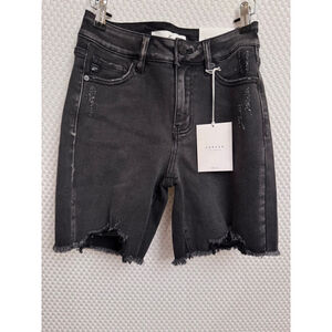 KanCan High Rise Fray Hem Bermuda Shorts-1/24
